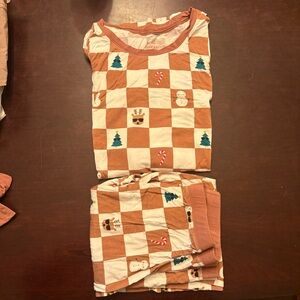 Little Sleepies Kids Bamboo Christmas Holiday Checks Pajama Set